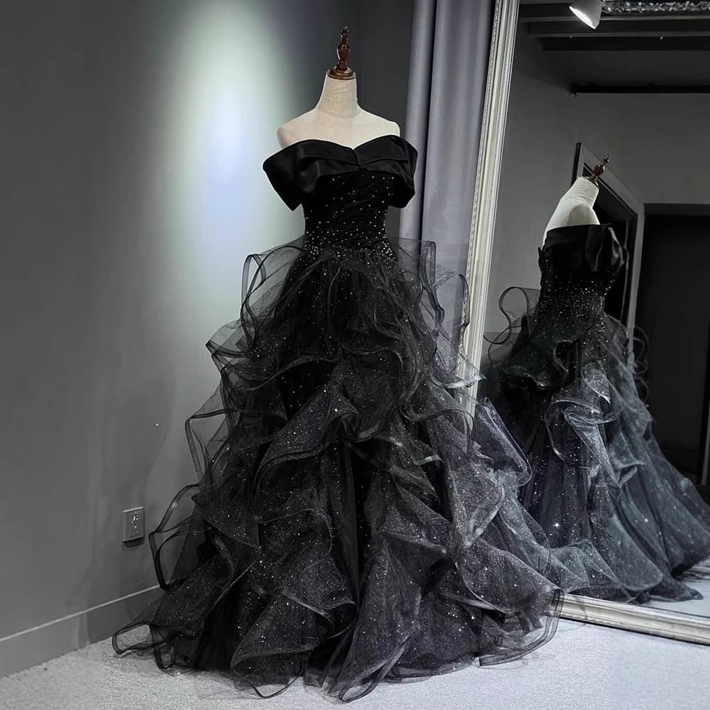 Black Evening Dress Women 2026 New Host High-End Luxury Niche Student Birthday Banquet Elegant Adult Ceremony Gown