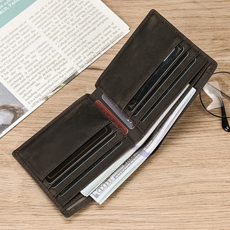 New Cross-Border Men's Wallet Multi-Slot Casual Vintage Genuine Leather Bifold Pocket Wallet Amazon Bestseller
