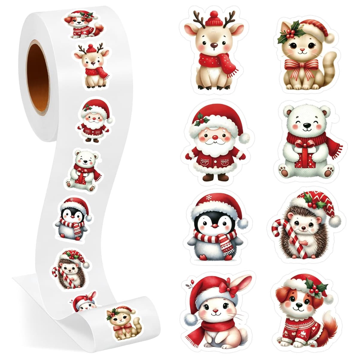 500 stickers/roll Cross-border Christmas Creative Cartoon Santa Claus Decorative Self-Adhesive Stickers Gift Packaging Sealing Labels