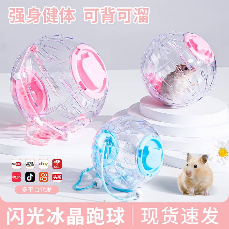 Transparent Crystal Hamster Run Ball Toy Pet Exercise Wheel Small Pet Outdoors Running Machine Crystal Ball Hamster Supplies