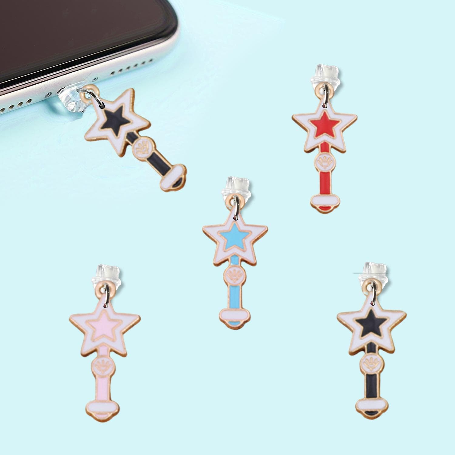 Amazon Cartoon Star Magic Wand Drip Paint Alloy 13x28mm Phone Dust Plug, Xiyin Portable Pendant P