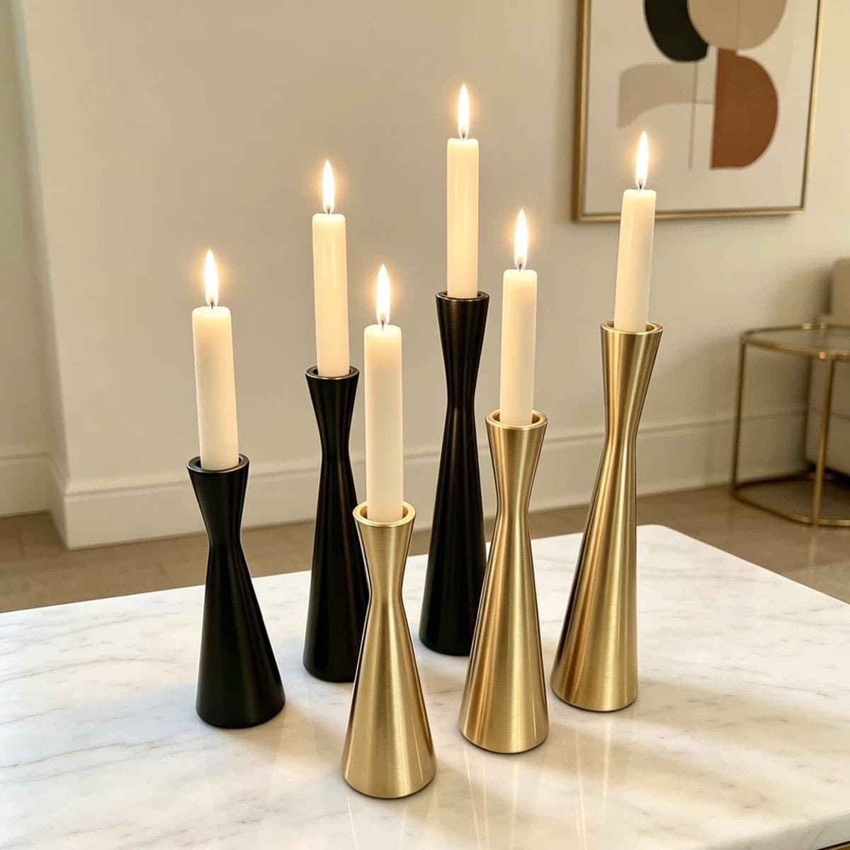 Cross-border European Metal Candle Holder Set, Iron Art Hourglass Waist Decorative Piece, Nordic Candle Home Decor