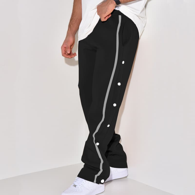 Cross-border Amazon European and American Casual Sports Button Pants for Men, Summer and Autumn Thin Loose Straight Drawstring Plus Size Long Pants
