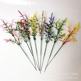 Ins Style Single Stem 5-Leaf Lavender Artificial Green Plant Flower Arrangement Fake Plant Nordic Vintage Home Decoration Ornament