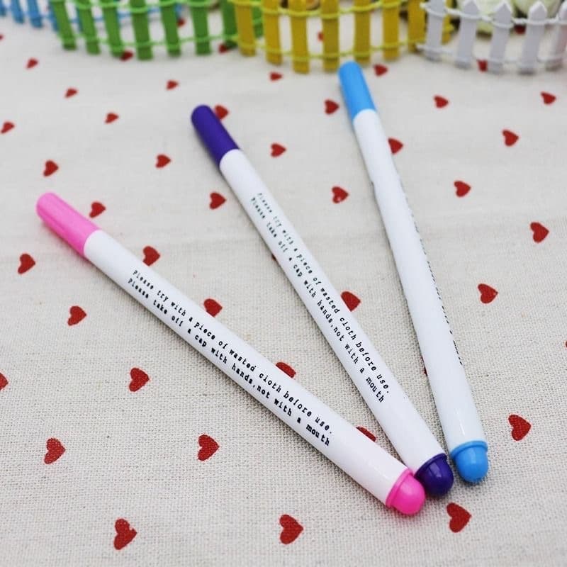 Air-erasable fading pen for fabric and garment cutting, water-soluble disappearing ink pen for cross-stitch and patchwork DIY, auto-vanish marker