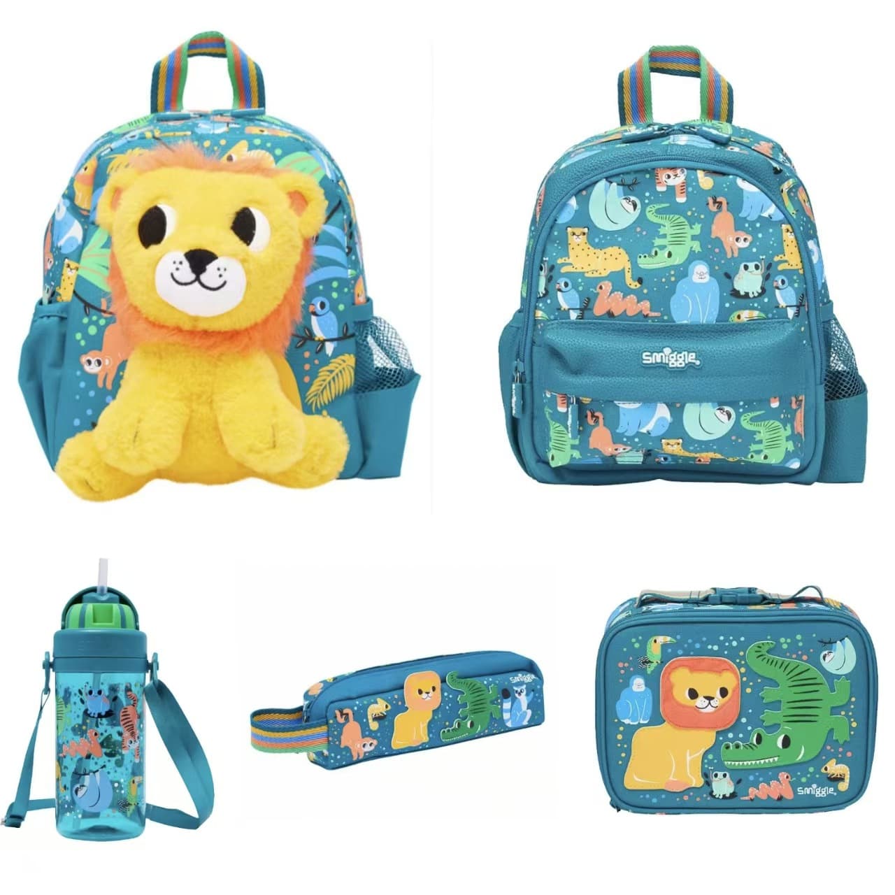 Australia Smiggle Small Backpack for Kindergarten Kids, Children's Daypack, Lunch Bag, Green Gorilla Set Series
