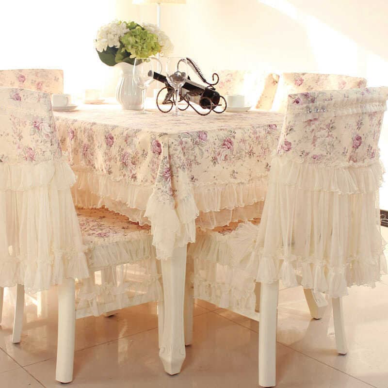 X5L Premium Tablecloth and Chair Cover Set, Rectangular Dining Table Cloth, Lace Chair Covers for Home