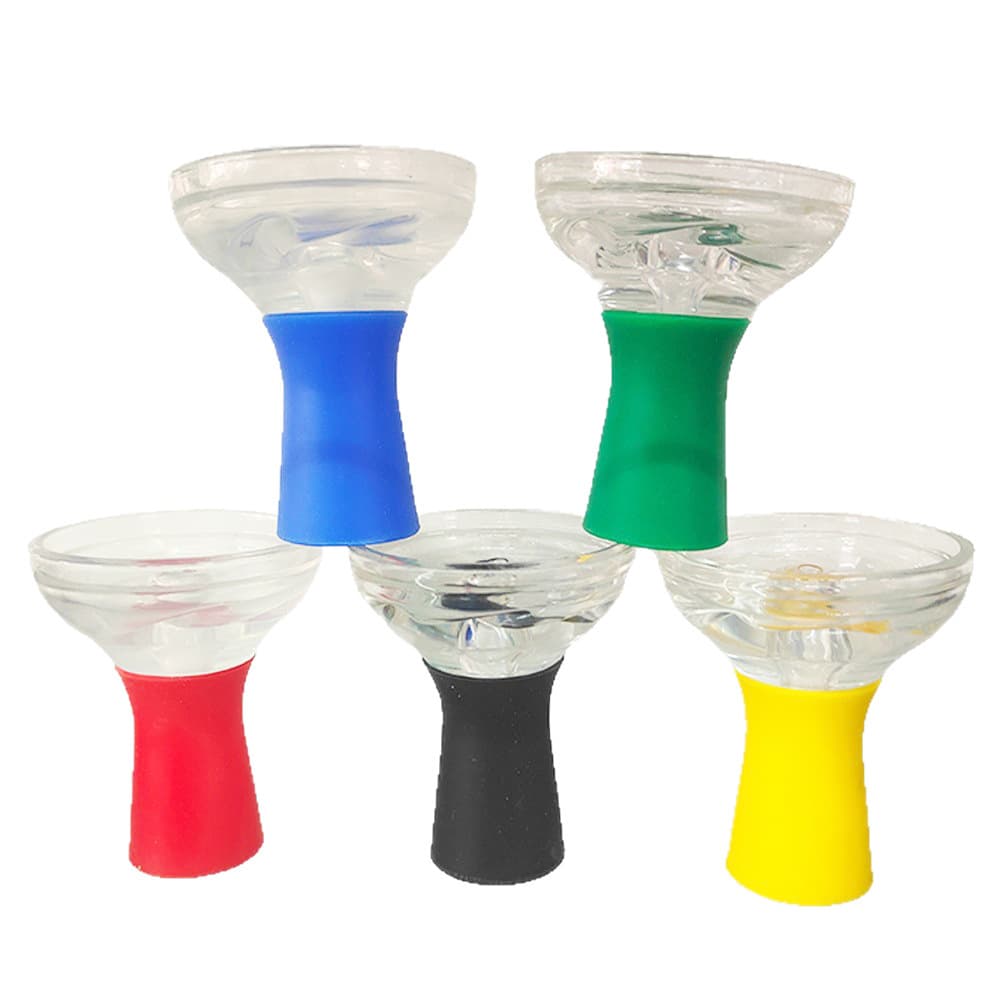 Cross-border Source Bar KTV Hookah Accessories Semi-Silicone Cyclone Glass Hookah Bowl