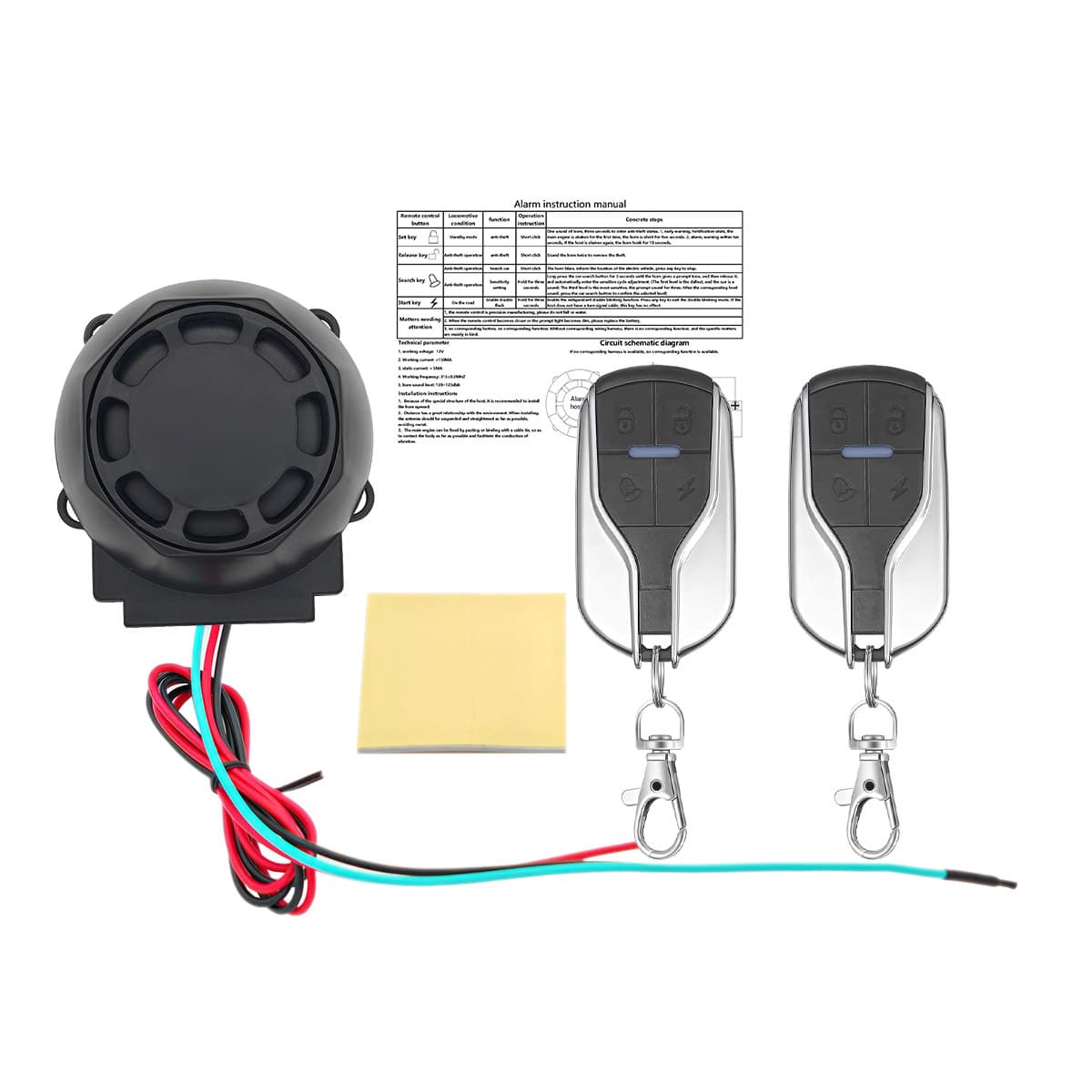 12V universal vibration alarm motorcycle anti-theft alarm horn host integrated remote control car search sensitive