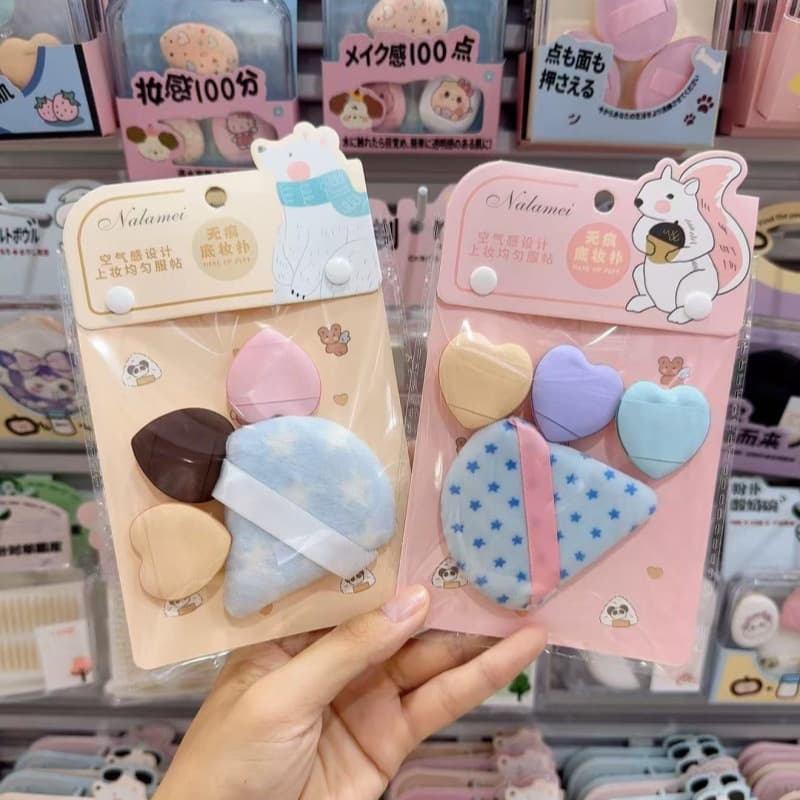 Cosmetic powder puff fan-shaped + three-thumb powder puff wet and dry dual-use powder puff air cushion Two Yuan Store makeup tools wholesale