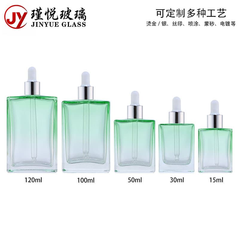 Spot wholesale 15ml square thick-bottomed dropper essential oil bottle 30ml square essence perfume glass sub-bottle