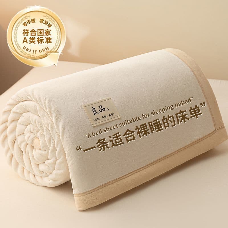 Plush thickened milk fleece bed sheet single piece coral fleece flannel blanket winter single winter bed cover sheet