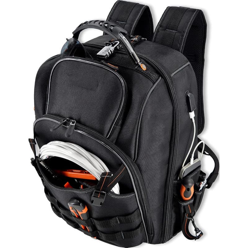 Heavy-Duty Tool Backpack: Electrician/Construction Men's Work Bag with Multiple Pockets and Large Capacity Storage