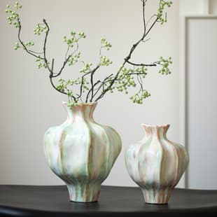 Jingdezhen Modern Simple Ceramic Vase Living Room Dining Table Literary Decoration Wabi-Sabi Style Hand-Painted Desktop Flower Vase Free Shipping