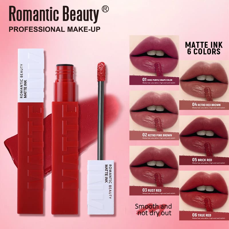 Cross-border Velvet Matte Lipstick, Smudge-proof and Long-lasting, Easy-to-apply Tinted Lip Gloss Naturally Brightens Complexion