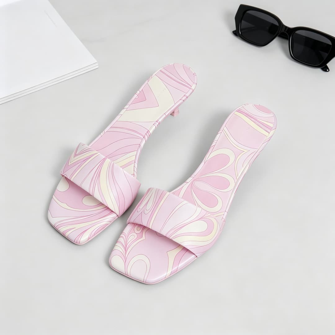 26 Summer new fashion cat heel satin square toe low heel sandals fashion large size slip-on women's shoes 34-43