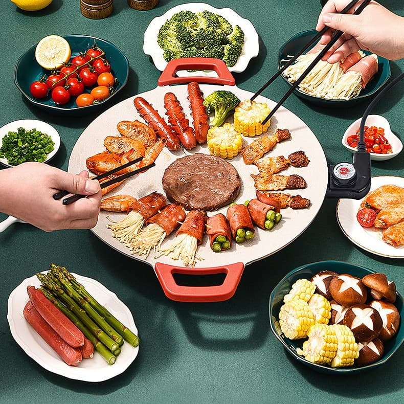 Popular factory wholesale electric oven barbecue special pot household smokeless large barbecue plate multi-functional electric grill