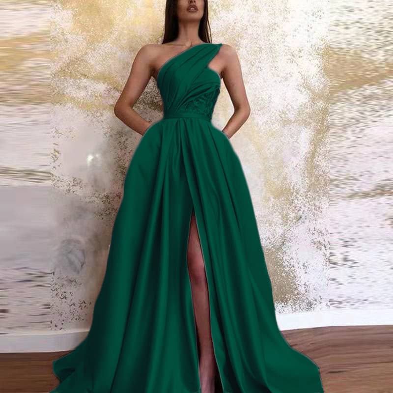 2024 Spring New European and American Amazon Cross-border New Sexy Slit Off-Shoulder Long Dress Evening Gown for Women
