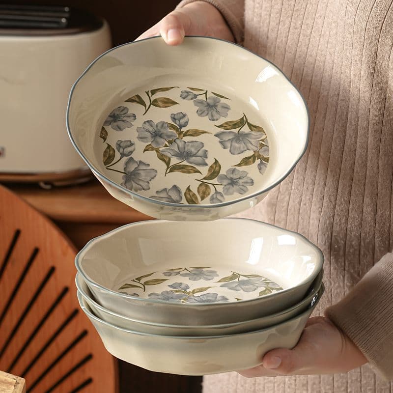 Ceramic Plate Home Set, Dinner Plate 2025 New Style, Premium Look Dessert Breakfast Flat Plate Deep Soup Bowl