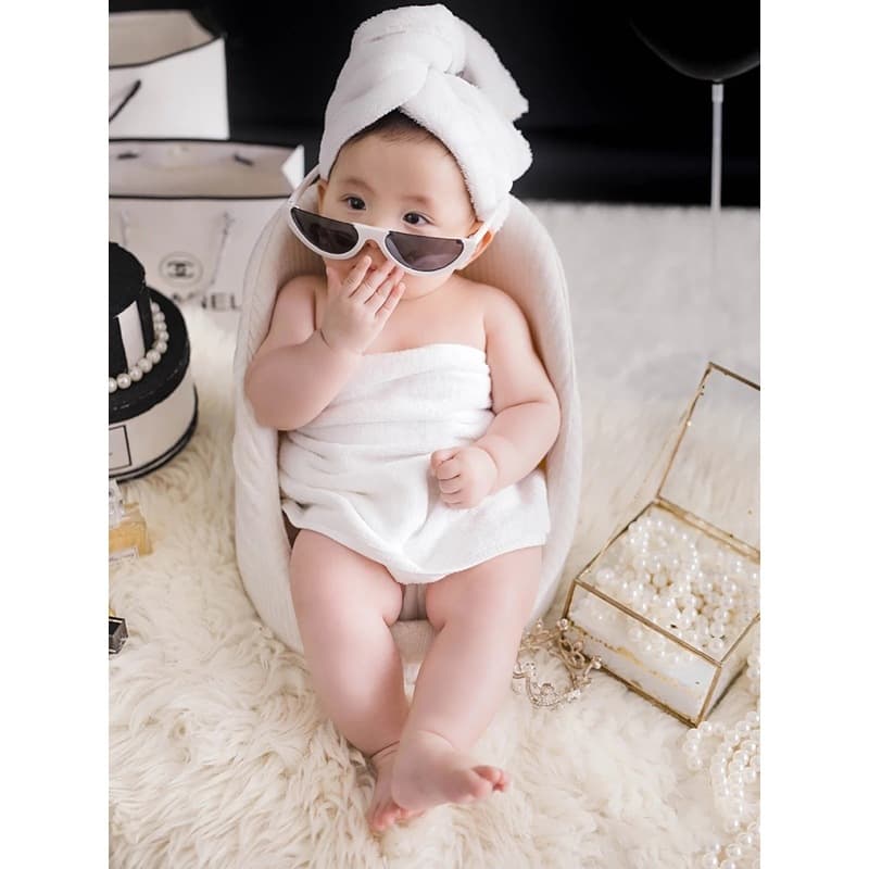 Baby Photography Props for Newborn 100 Days Photo Shoot Sofa Bathrobe Headband Studio Infant Costume