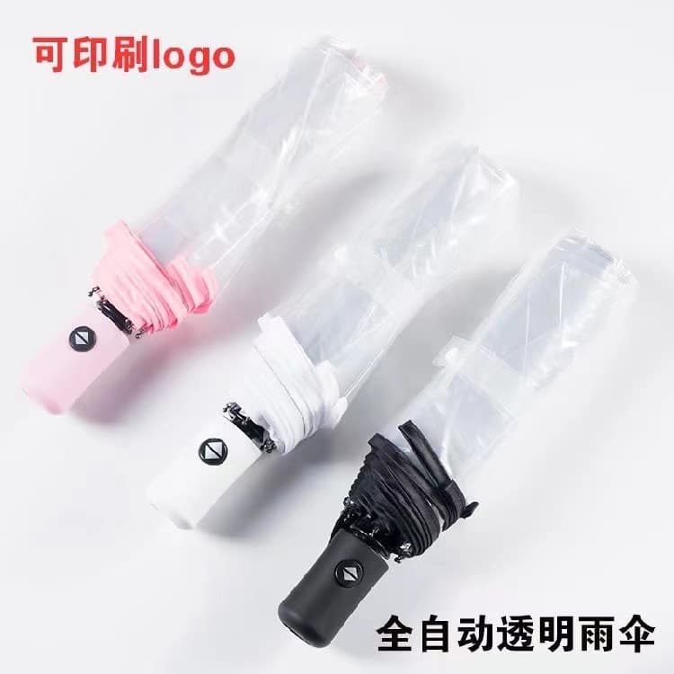 Transparent Umbrella for Women, Folding Daisy, Trendy Transparent Umbrella, Fresh Korean Style, Fully Automatic Large White, Student Goddess