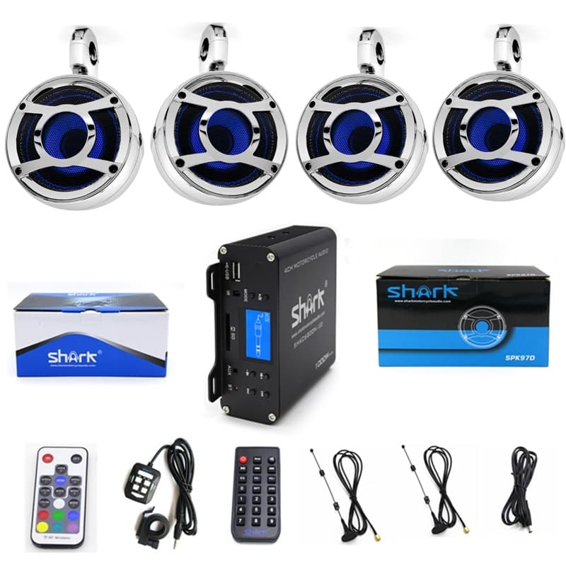 SHARK Motorcycle Audio 4-Channel High Power External Amplifier Multifunctional Bluetooth 12V Speaker 6800N97