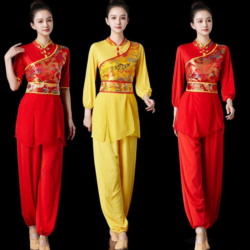 Drum Performance Costume Waist Drum Chinese Style Dance Costume Modern Fan Dance Majestic Drum Dance Yangko Dance Costume Women 6068