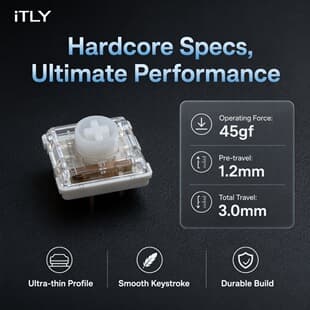 iTLY Mechanical Keyboard Low Profile Transparent Switch Cross ♥ Crystal Low Profile Mechanical Keyboard Switch for Gaming Keyboards