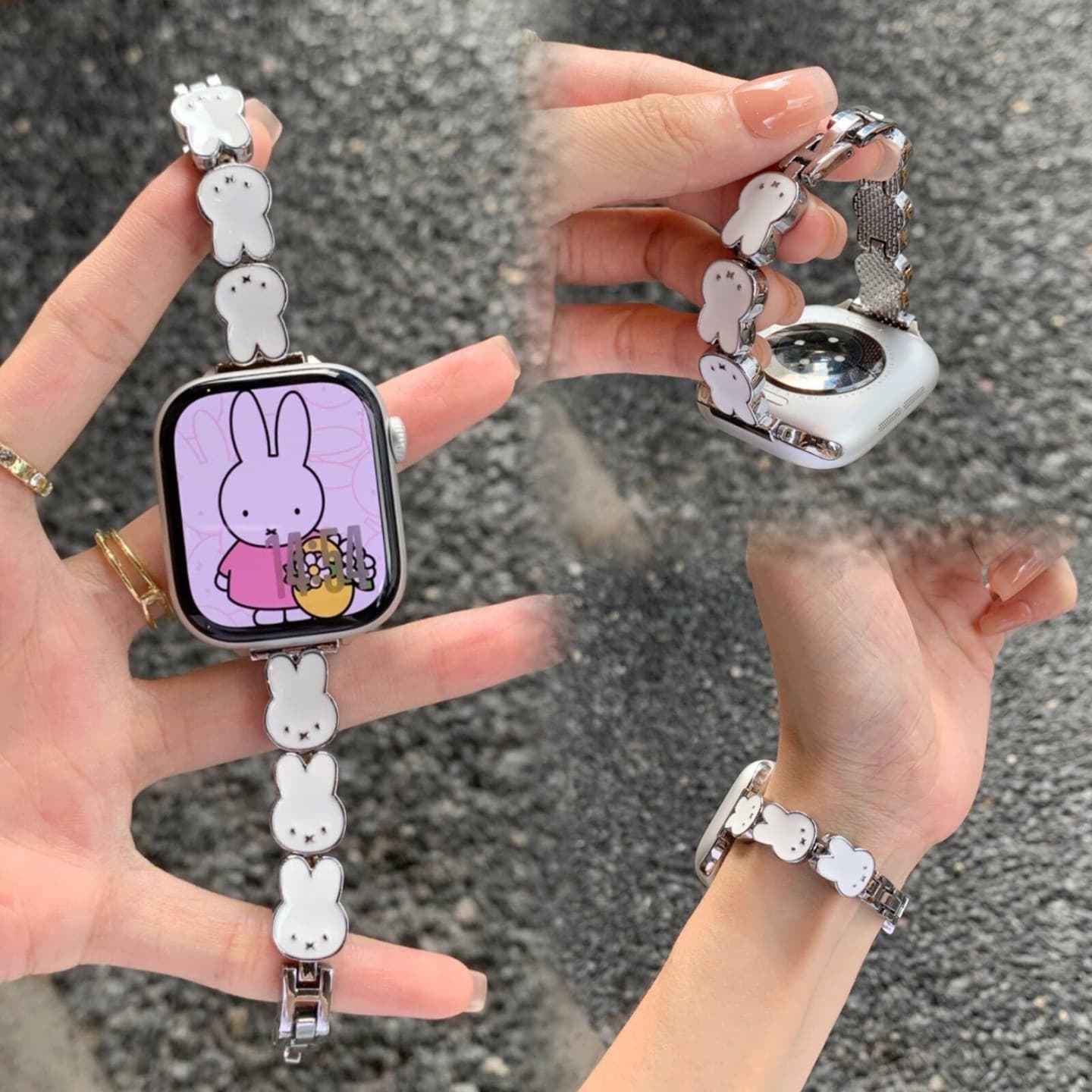 Cute Rabbit Metal Chain Apple Watch Band Compatible with Apple Watch S10 S9 iWatch 11