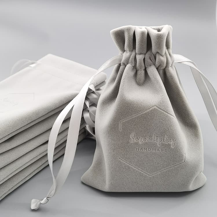 New grey velvet bag for perfume, lipstick, jewelry packaging and storage, drawstring multi-functional pouch