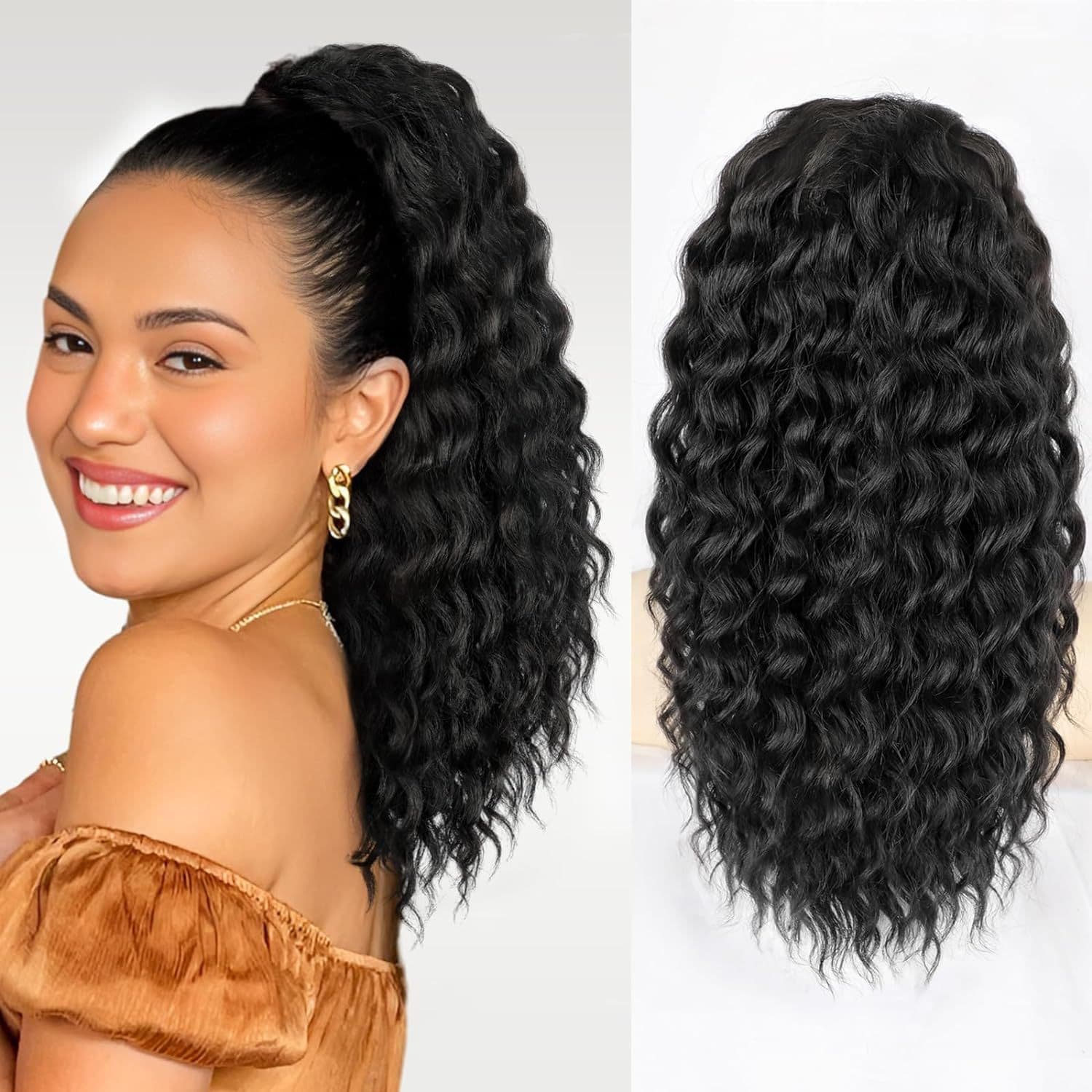 Cross-border Europe and America Pony Tail Hair Extension Small Curl Fluffy Drawstring Ponytail Hairpiece Puff Ponytail Wig