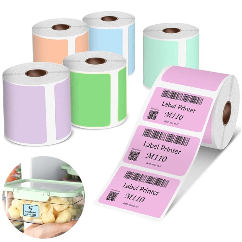 Multi-color round thermal label paper for DIY, small business labels, holiday greetings