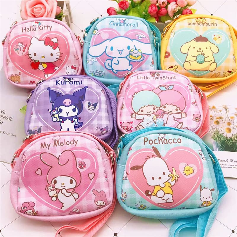 Cartoon Children's Crossbody Single Shoulder Bag Japanese Style Cute Kuromi Pacha Dog Pudding Dog Student Portable Storage Bag