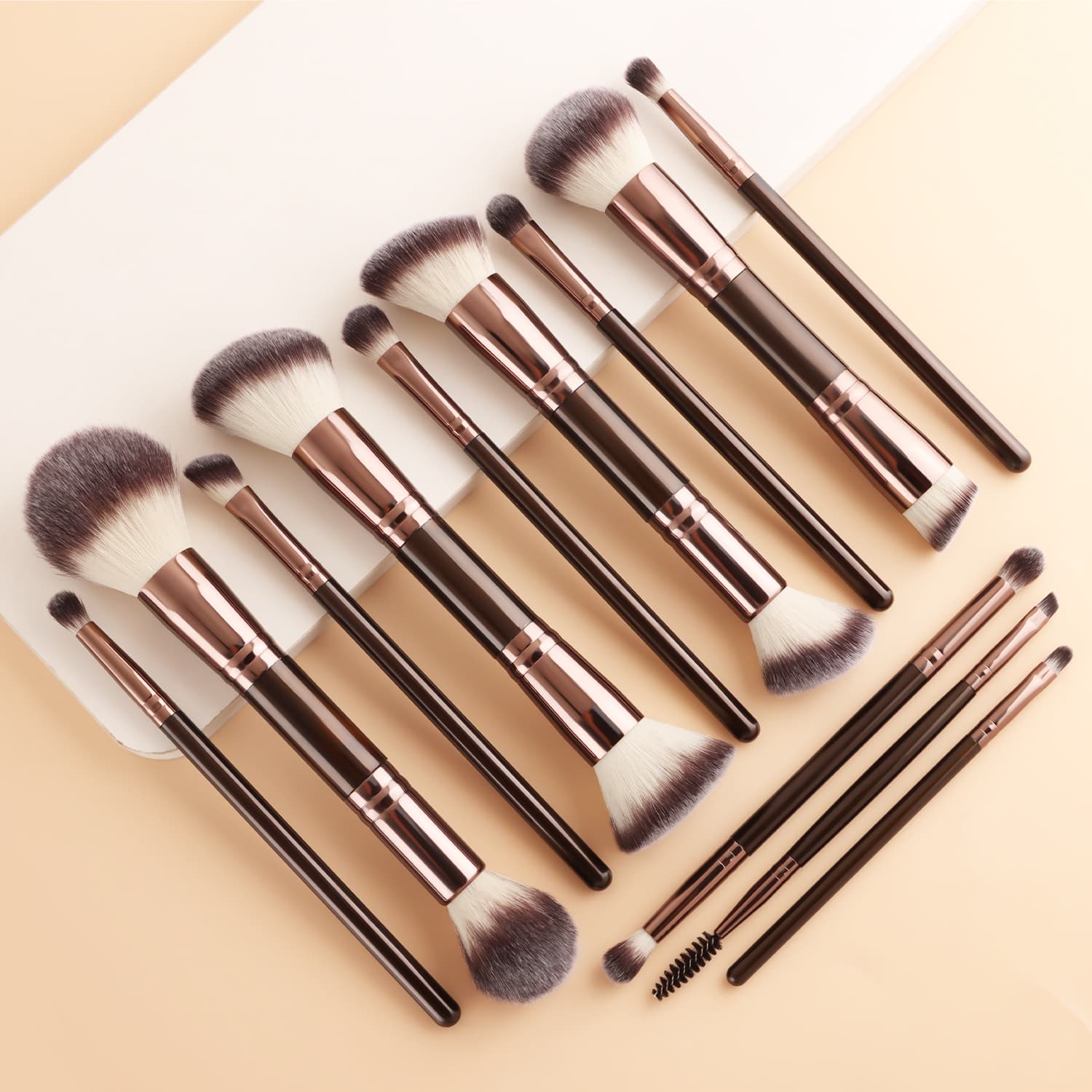 12-Piece Dual-Ended Makeup Brush Set with Powder Brush, Blush Brush, Concealer Brush, Eyeshadow Brush, Spiral Eyebrow Comb, and Lip Brush