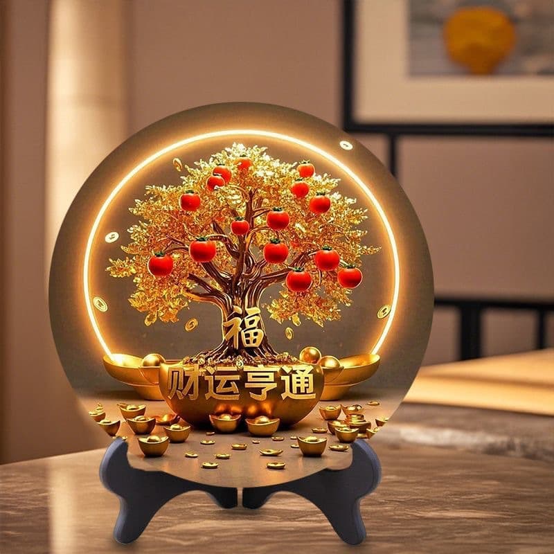Home Money Tree for Wealth, Round Bedside Table Decor, Living Room TV Cabinet, Tea Table, and Bar Accent