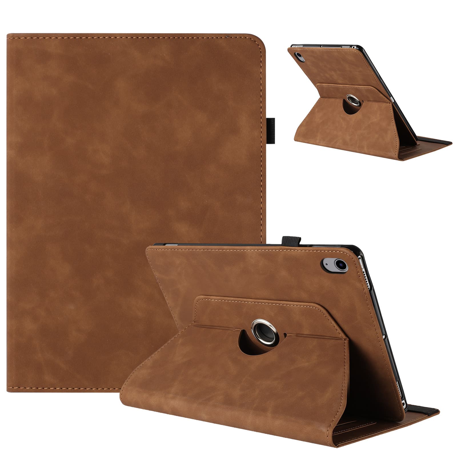 Compatible with iPad 11th A16 Tablet Leather Case, Samsung Tab A9 Plus Solid Matte Rotating Card Holder Stand