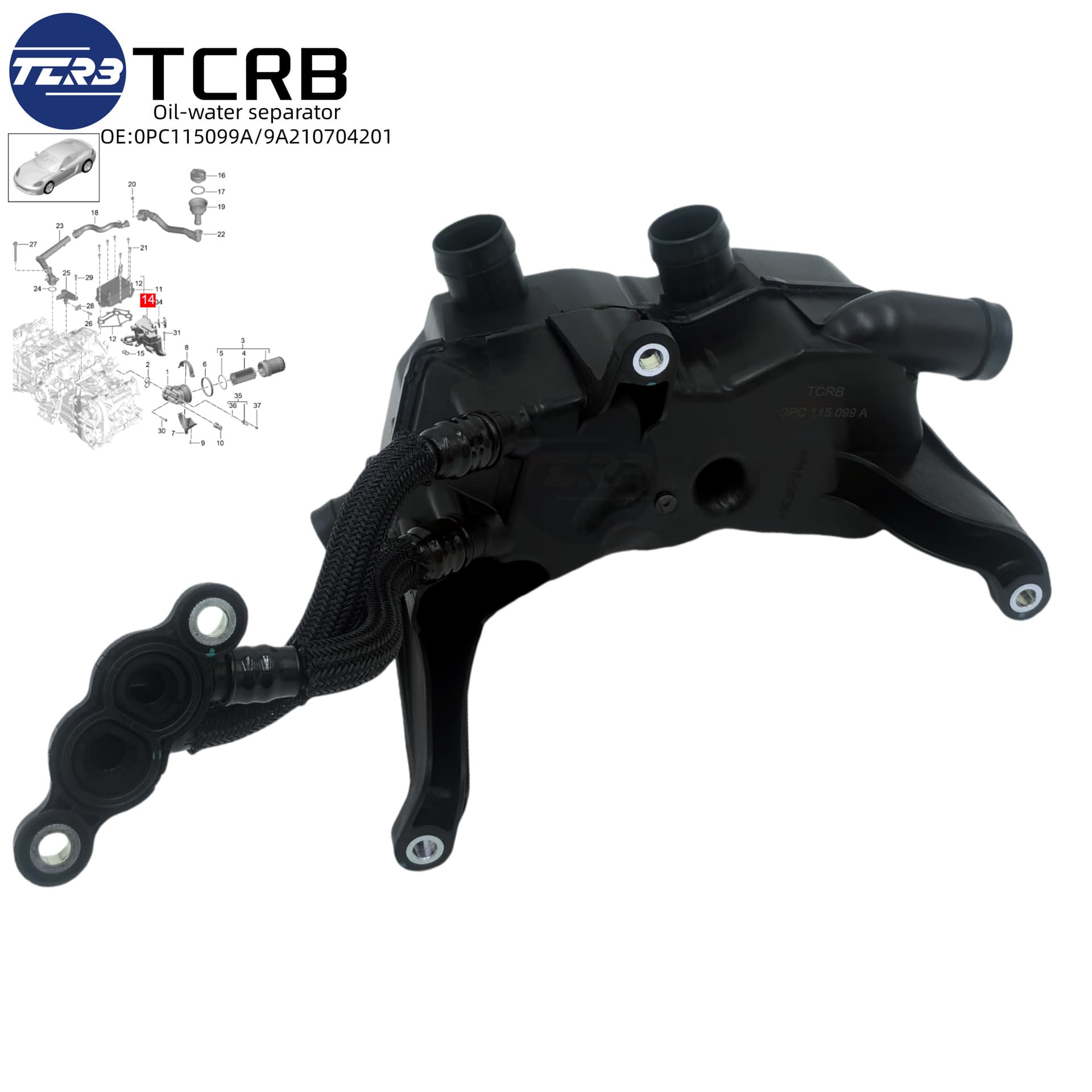 Compatible with Porsche 982 Oil Separator 0PC115099A 9A210704201 9A210704200