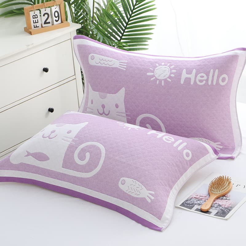 Pillow towel, three-layer gauze for adults, children, home, couples, thickened sweat-absorbing, manufacturer wholesale drop shipping.