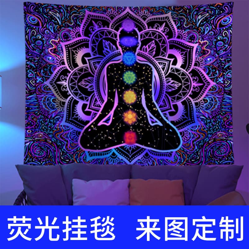 Customized Fluorescent Tapestry Cross-Border Specially Designed for Hanging Cloth Brushed Cloth Festival Background Cloth Luminous Effect