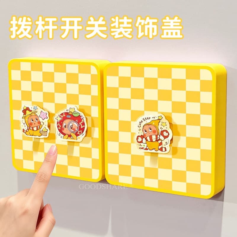 Cute Cartoon Toggle Switch Decorative Cover, Dopamine High-Aesthetic Wall Switch Concealer Protective Cover