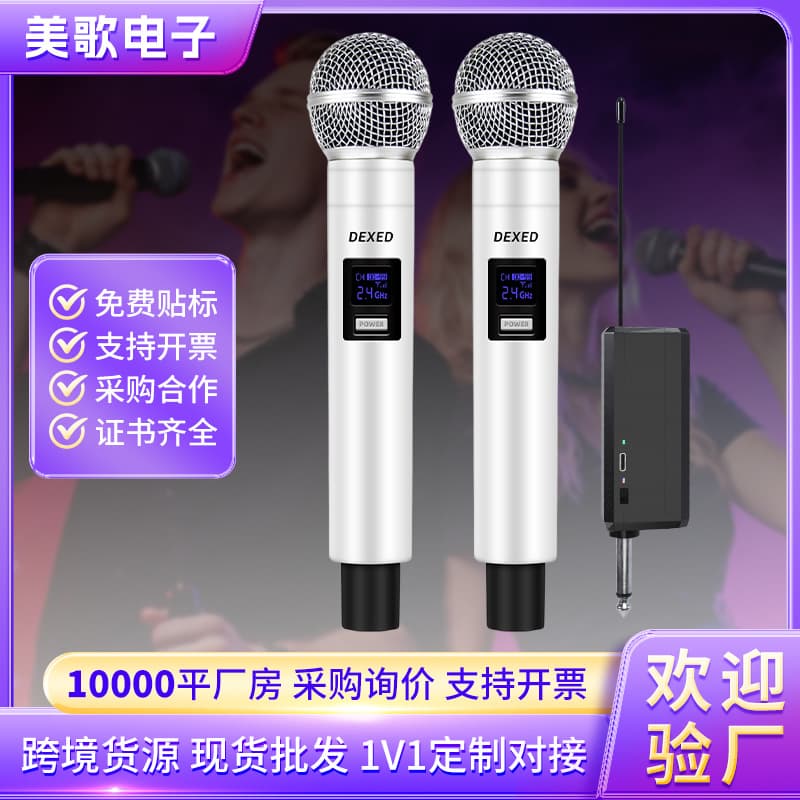 Cross-border Custom Wireless Microphone 2.4G VHF UHF Live Streaming Singing Speech Wedding Stage KTV Wireless Mic