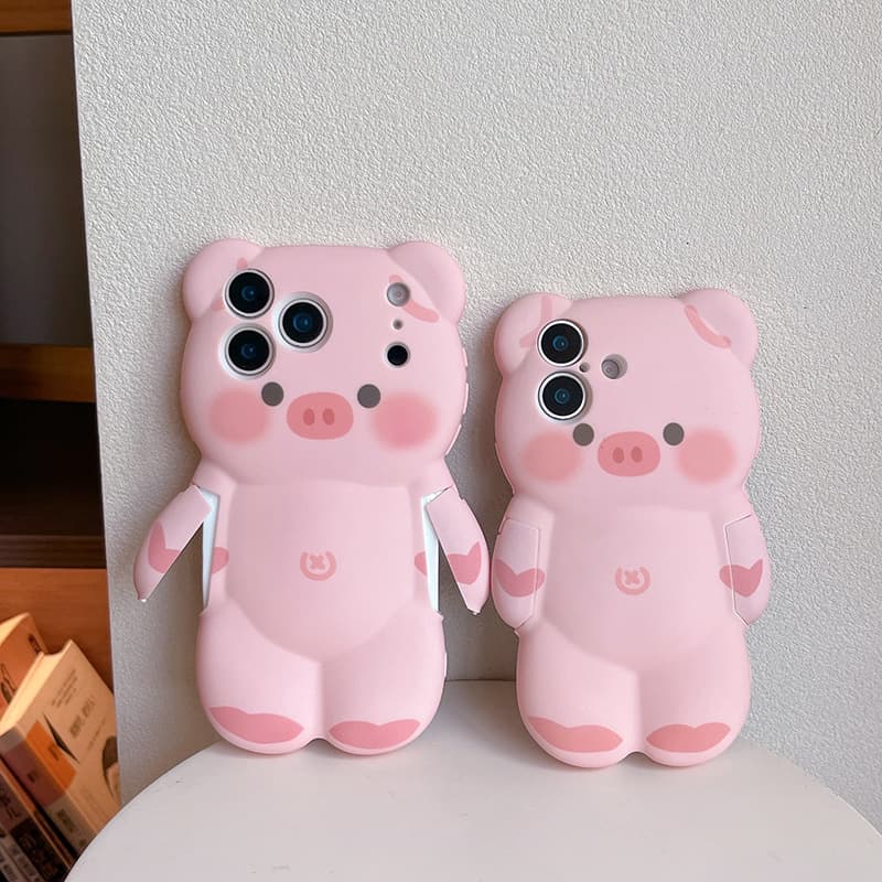 Three-dimensional cartoon cute pig iPhone17Promax mobile phone case 14 suitable for Apple 16 15 anti-fall 13 pink and tender