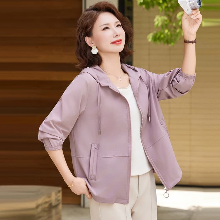 New Autumn Jacket for Middle-aged Women, Fashionable Plus Size Loose Hooded Coat for Older Mothers