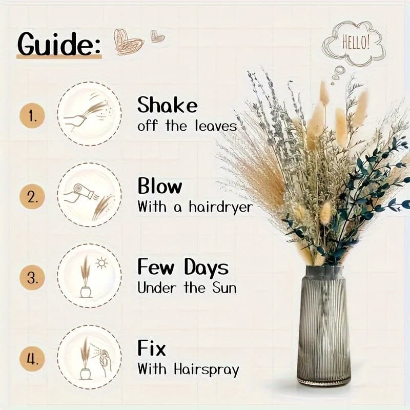 Cross-border Hot Selling Natural Preserved Dried Flower Bouquet for Home Kitchen Bedroom Decoration Bohemian Style