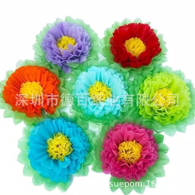 Factory Supply New Paper Flowers D1099, Dual-color Flower Center Paper Flowers, Colorful Flower Center Paper Flowers, Sunflower Paper Flowers