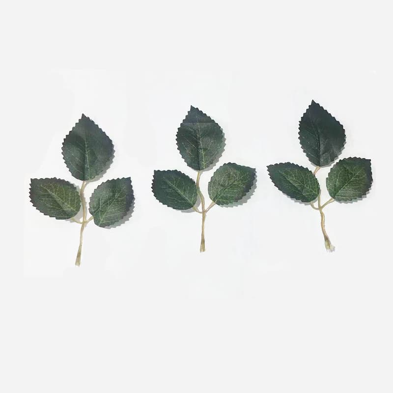 Three-point silk-screened rose leaves, simulated rose leaves silk-screened hand-made simulated leaves