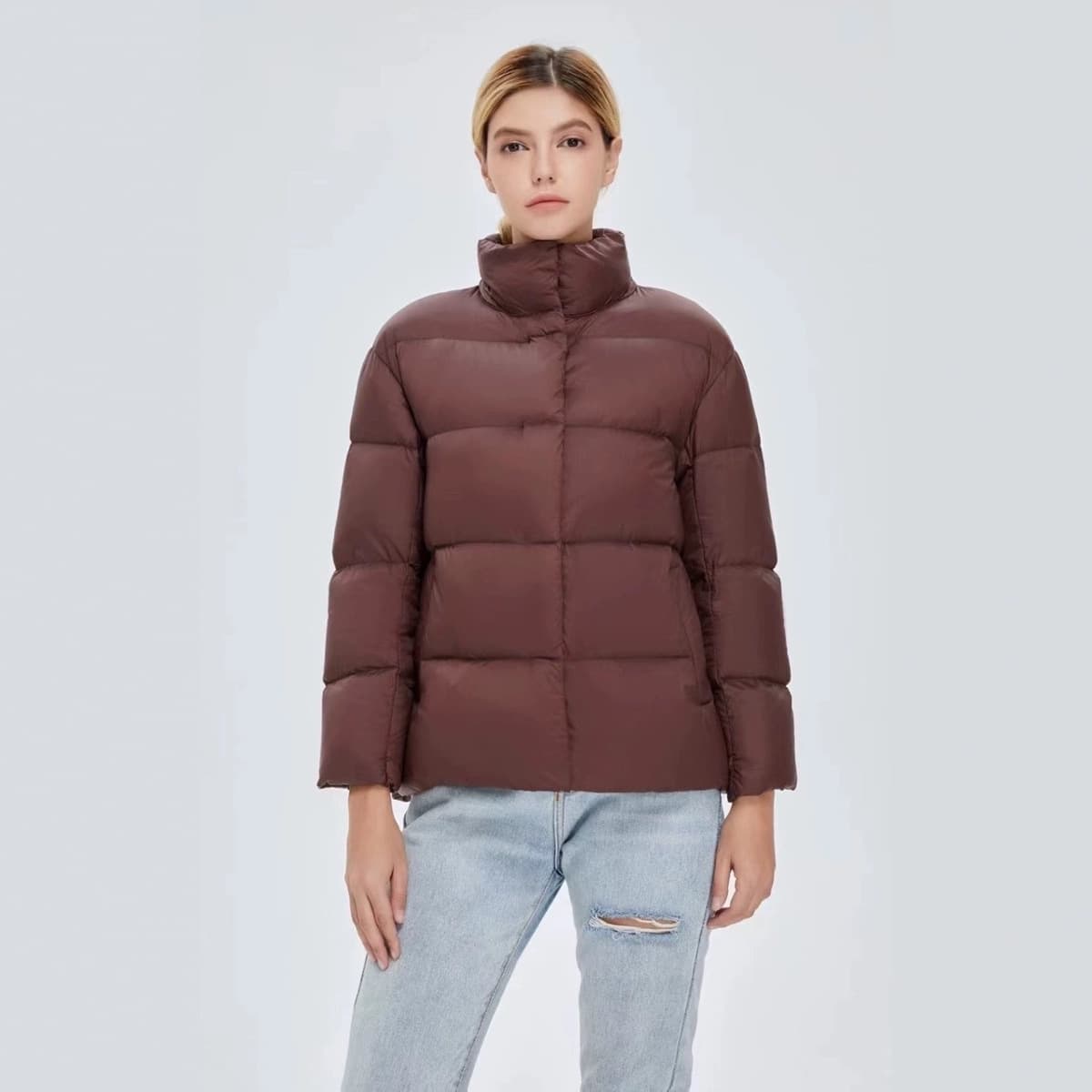 European cross-border down jacket women's autumn and winter new Korean fashion short cloud-like jacket stand collar jacket trend 469901