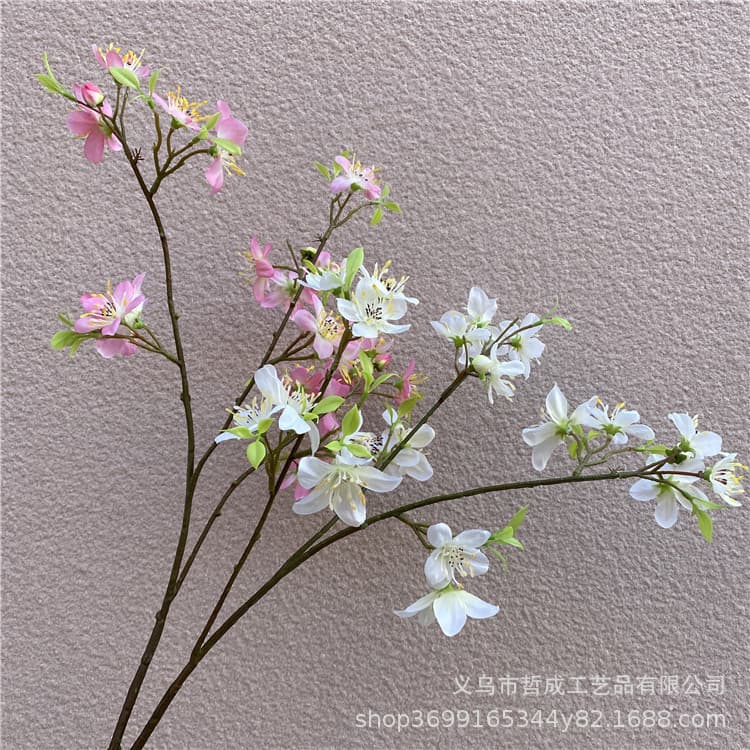 Fake Wild Azalea, Peach Blossom Silk Flower Complete Dining Table Floral Arrangement Dried Flower Bouquet Small Branch Photography Prop
