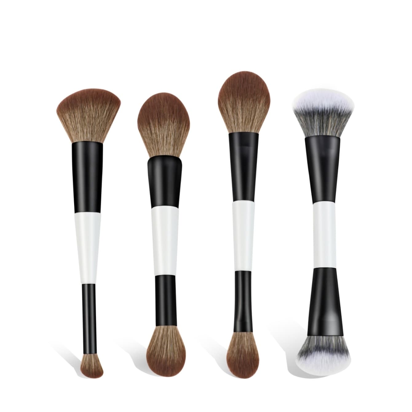 Cross-border new product double-ended makeup brush, foundation cheek brush, red soft hair beauty tool, nose shadow makeup brush, black and white brush