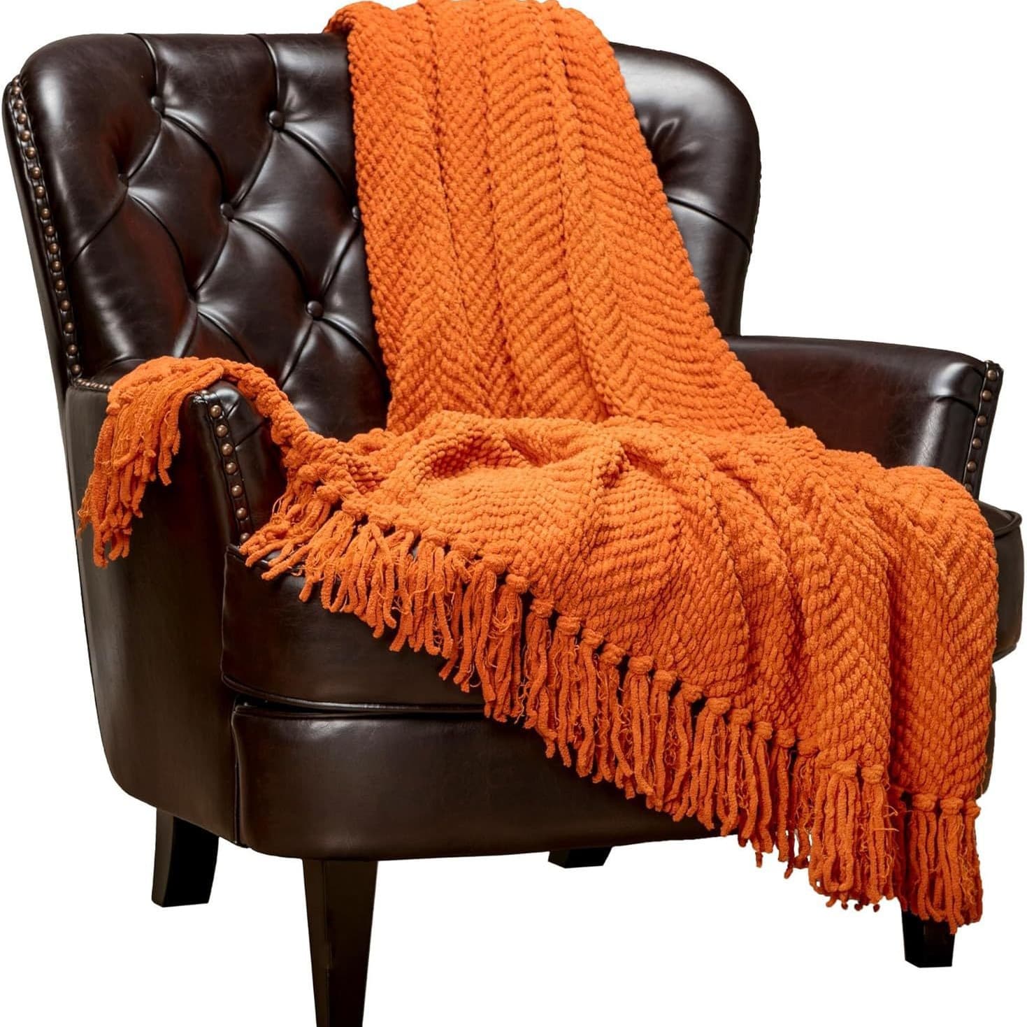 Knitted fleece for hotels and homestays, air-conditioning throw, sofa blanket, decorative knit with fringe shawl crochet